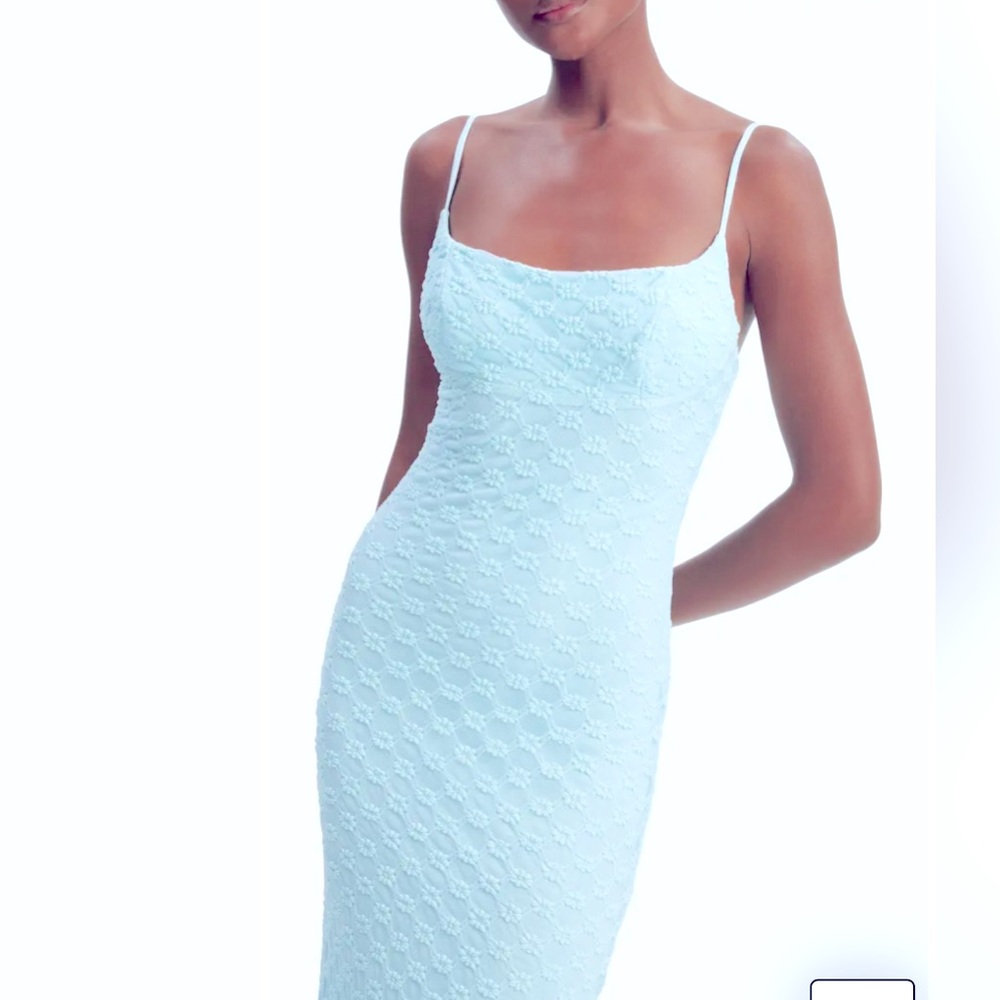 BARDOT xL = US 10 size  Light Blue Lace Dress Hem has slight marking - Picture 4 of 5
